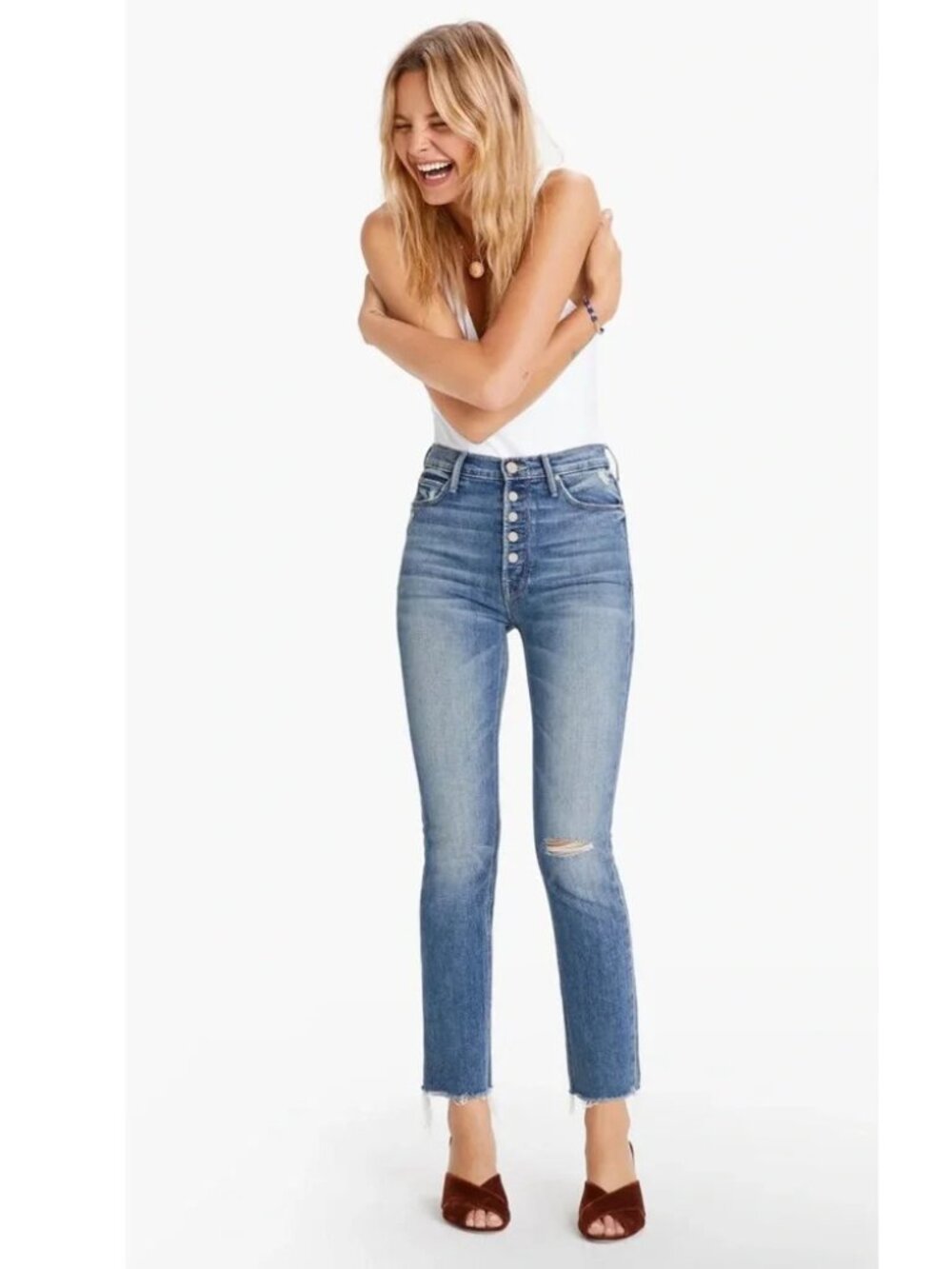 NWT Mother Pixie Dazzler Ankle Fray love pops jeans